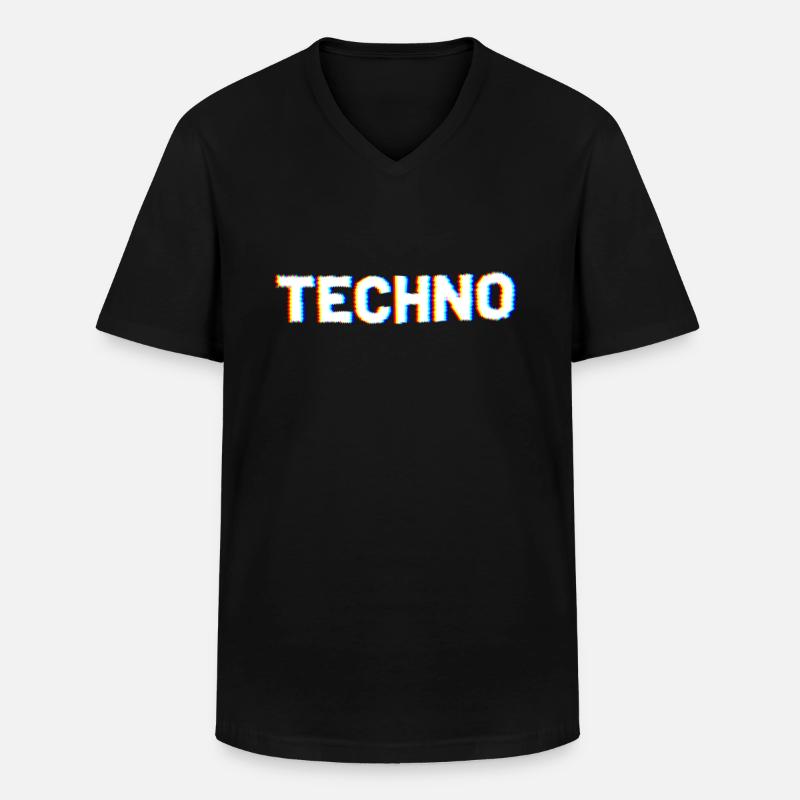 Techno - Männer-T-Shirt mit V-Ausschnitt - Schwarz