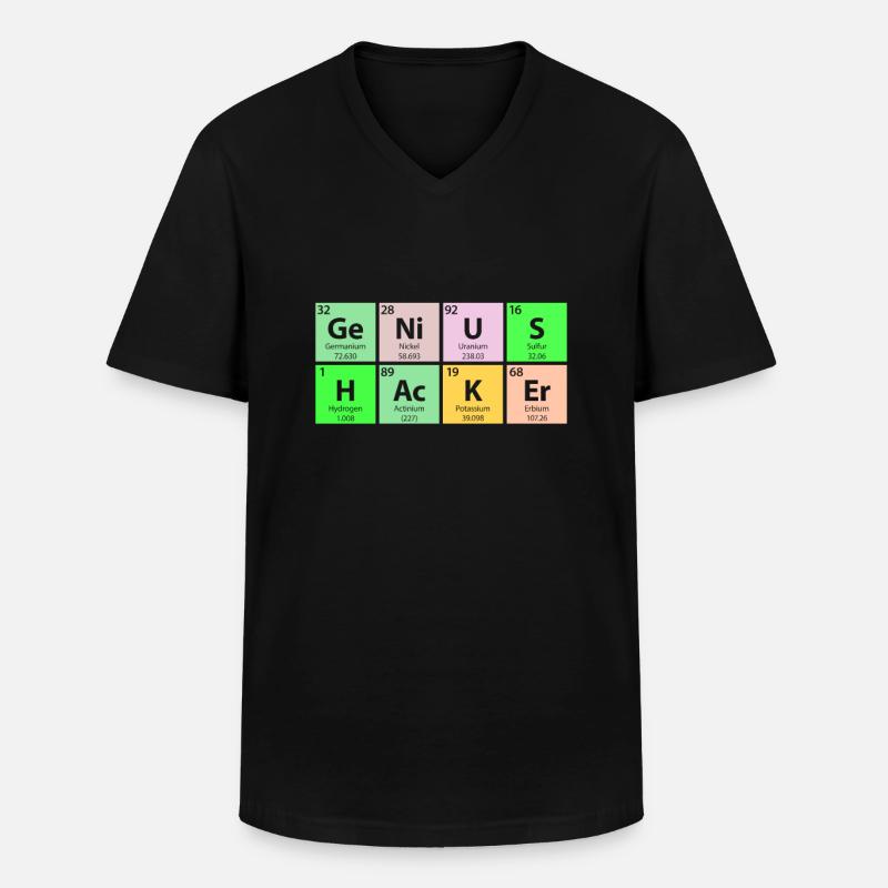 Genius Hacker Periodentisch - Männer-T-Shirt mit V-Ausschnitt - Schwarz