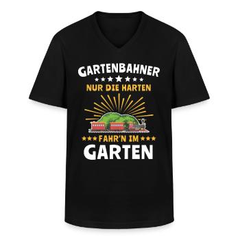 Gartenbahn Eisenbahn Garten Gartenbahner Sprüche - Männer-T-Shirt mit V-Ausschnitt - Schwarz - Vorne - AI Model Male 178 dark (178cm)
