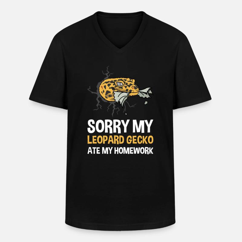 Léopard Gecko Devoirs Mangé - T-shirt col V Homme - noir