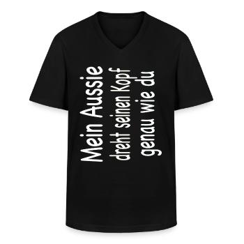 Australian Shepherd - Aussie - Männer-T-Shirt mit V-Ausschnitt - Schwarz - Vorne - AI Model Male 178 dark (178cm)