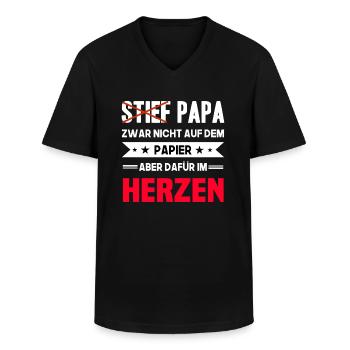 Stiefpapa Stiefvater Vatertag Geschenk T-Shirt - Männer-T-Shirt mit V-Ausschnitt - Schwarz - Vorne - AI Model Male 178 dark (178cm)