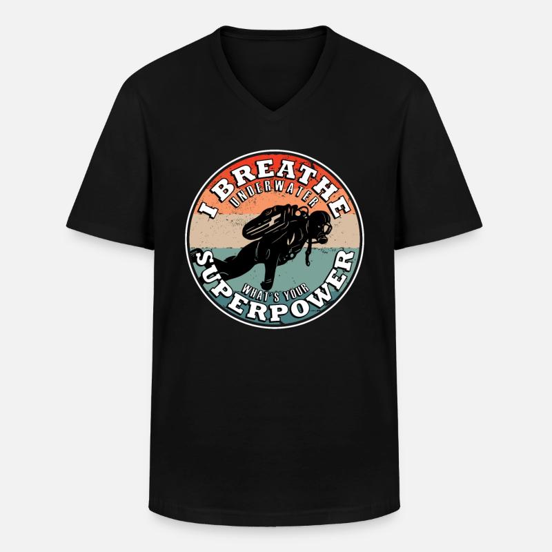 Plongée Évolution Sous-marin ScubaAppareur - T-shirt col V Homme - noir