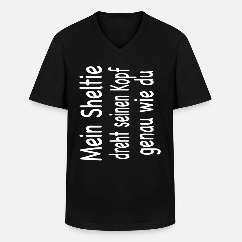 Sheltie - Männer-T-Shirt mit V-Ausschnitt - Schwarz