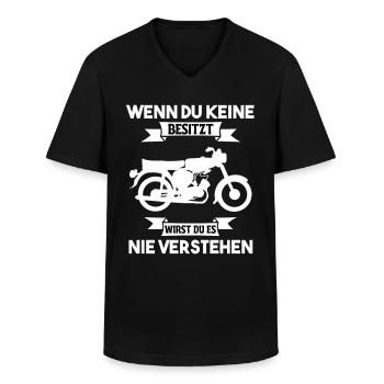 Simson S51 Schwalbe Zweitakt DDR Moped Mofa - Männer-T-Shirt mit V-Ausschnitt - Schwarz - Vorne - AI Model Male 178 dark (178cm)