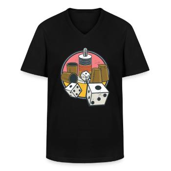 Shock dice game drinking game pub - Men's V-Neck T-Shirt - black - Front - AI Model Male 178 dark (178cm)