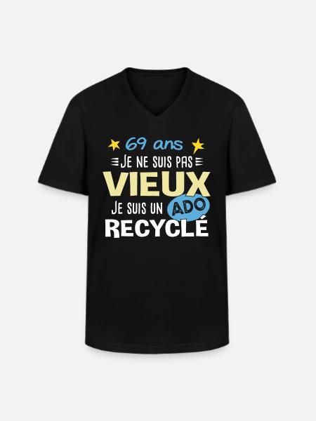 69 ans anniversaire papy fête des pères humour - T-shirt col V Homme - noir