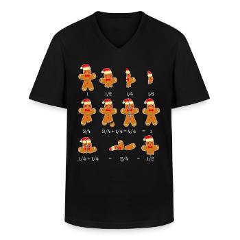Lebkuchenmann Brüche Mathe Nerd Weihnachten Xmas - Männer-T-Shirt mit V-Ausschnitt - Schwarz - Vorne - AI Model Male 178 dark (178cm)