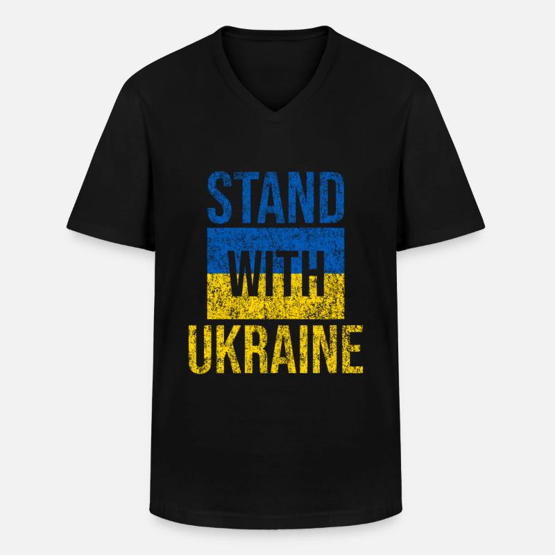 Stand with ukraine grunge - Männer-T-Shirt mit V-Ausschnitt - Schwarz
