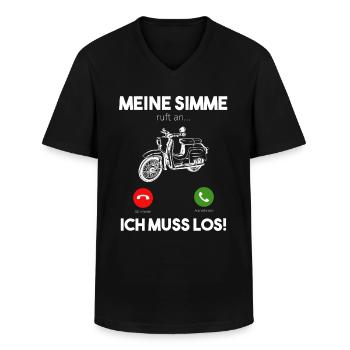 Simson KR51 Schwalbe Zweitakt DDR Moped Mofa - Männer-T-Shirt mit V-Ausschnitt - Schwarz - Vorne - AI Model Male 178 dark (178cm)