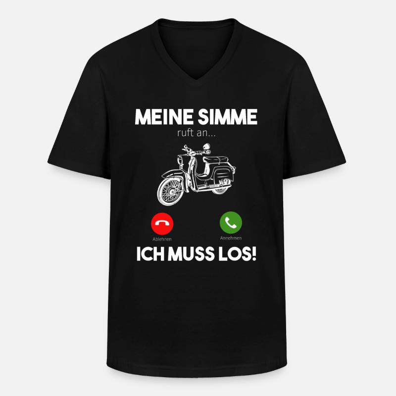 Simson KR51 Schwalbe Zweitakt DDR Moped Mofa - Männer-T-Shirt mit V-Ausschnitt - Schwarz