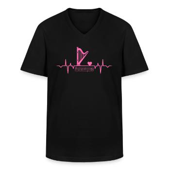 Harfenspieler Harfenspielerin Saite Saiten Harfe - Männer-T-Shirt mit V-Ausschnitt - Schwarz - Vorne - AI Model Male 178 dark (178cm)