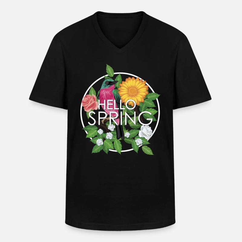 Hallo Frühling - Männer-T-Shirt mit V-Ausschnitt - Schwarz
