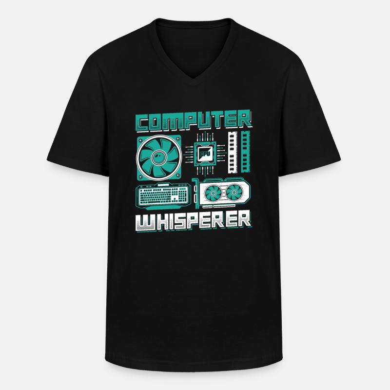 Computer Whisperer IT Support - Men's V-Neck T-Shirt - black