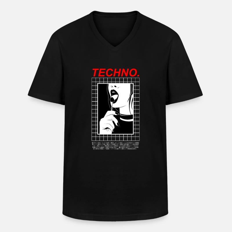 Techno Love - Männer-T-Shirt mit V-Ausschnitt - Schwarz