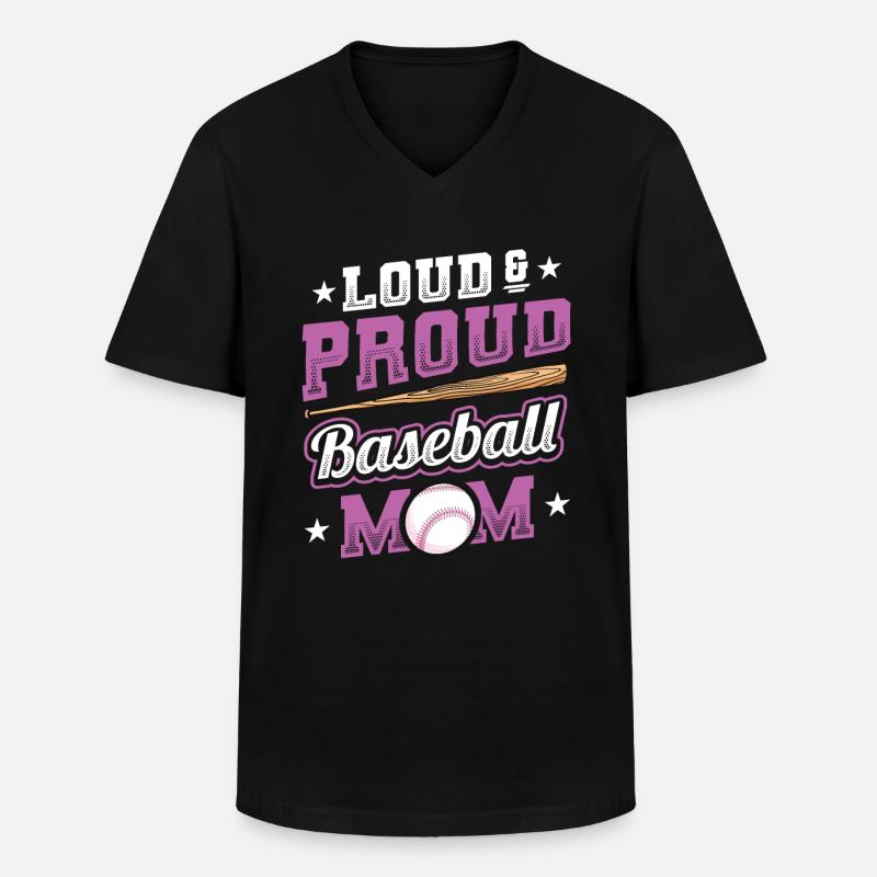 Laut und stolzer Baseball-Mutter - Männer-T-Shirt mit V-Ausschnitt - Schwarz
