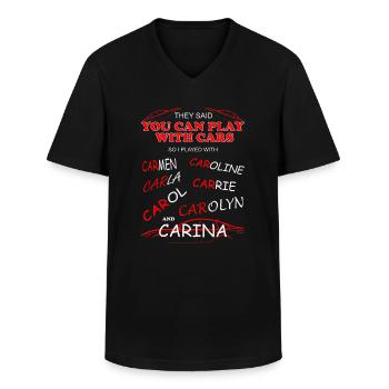 Ich spiele noch mit Autos - Männer-T-Shirt mit V-Ausschnitt - Schwarz - Vorne - AI Model Male 178 dark (178cm)