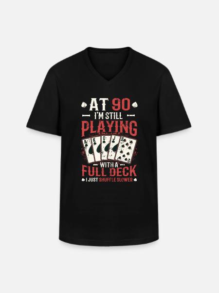 With ninety games, 90th birthday - Men's V-Neck T-Shirt - black
