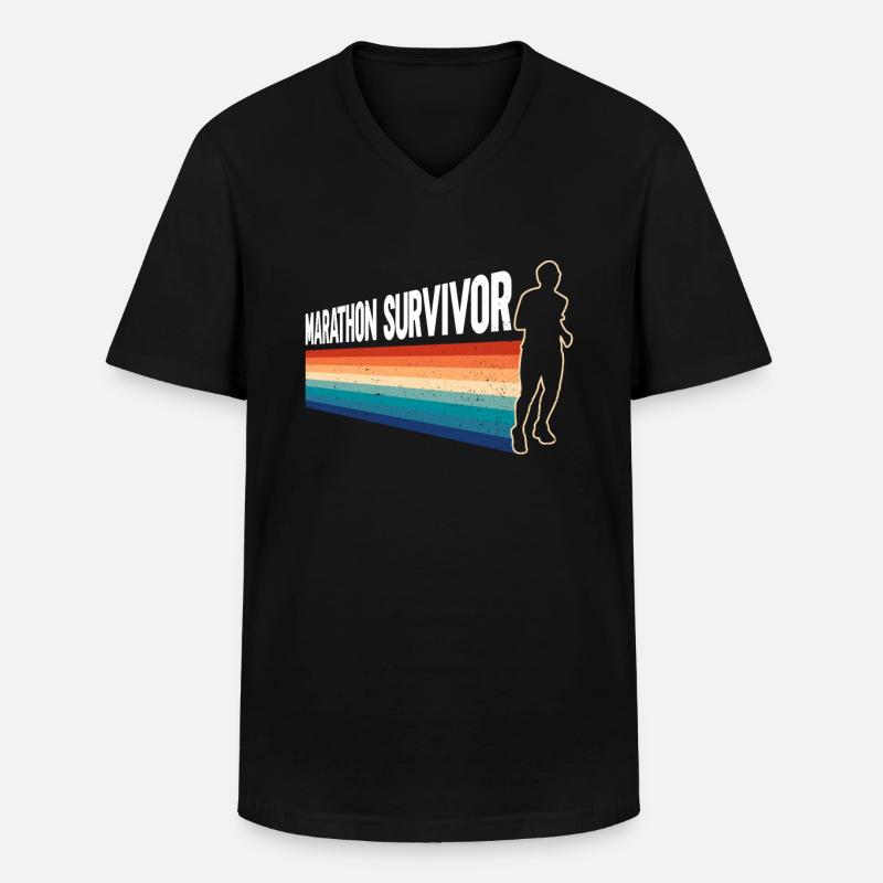Marathon Überlebender - Marathon Läufer - Männer-T-Shirt mit V-Ausschnitt - Schwarz