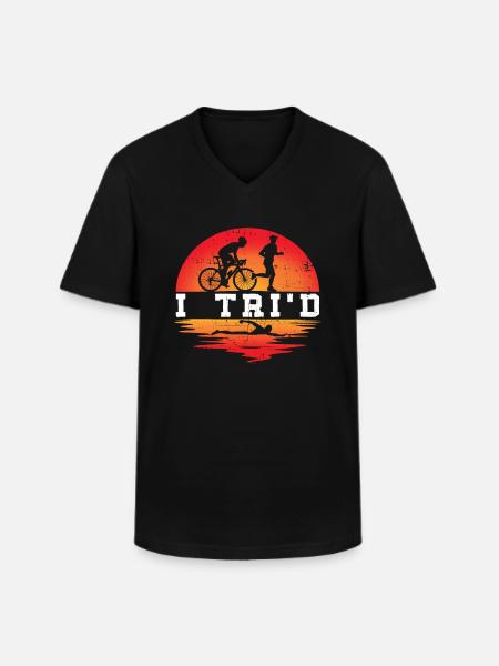 I Tri'd - Triathlon Training Triathlet - Männer-T-Shirt mit V-Ausschnitt - Schwarz
