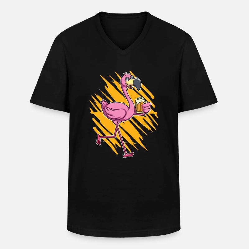Flamingo-biertrinker - Männer-T-Shirt mit V-Ausschnitt - Schwarz