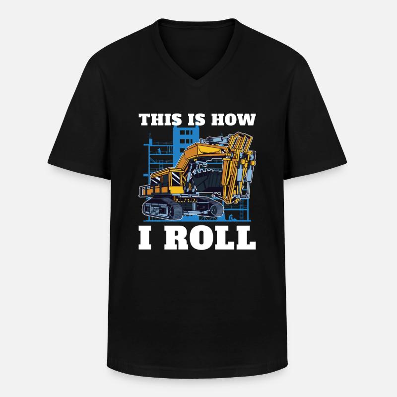 So Rolle Ich Für Baggerfahrer - Männer-T-Shirt mit V-Ausschnitt - Schwarz