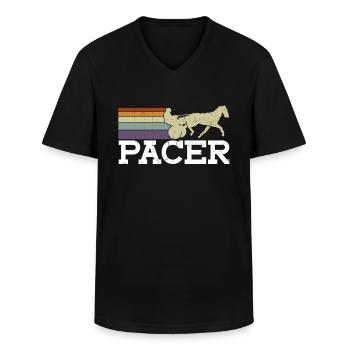 Pacer - Horse Racing Trotting Horse - Men's V-Neck T-Shirt - black - Front - AI Model Male 178 dark (178cm)