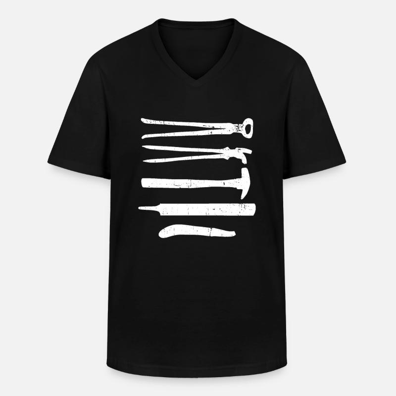 Hufschmied Schmiede Anivl Blacksmithing - Männer-T-Shirt mit V-Ausschnitt - Schwarz