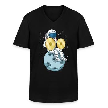Becken Musikinstrument Astronaut Big Band Becken - Männer-T-Shirt mit V-Ausschnitt - Schwarz - Vorne - AI Model Male 178 dark (178cm)