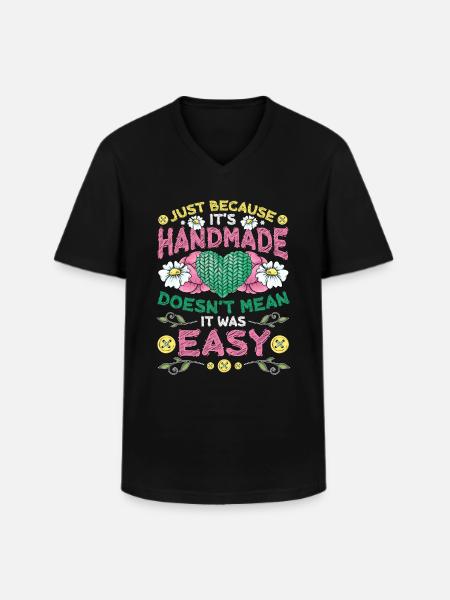 Handmade, for sewing crochet. - Men's V-Neck T-Shirt - black