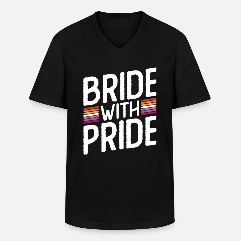 Bride With Pride - Lesbische Hochzeit Homo-Ehe - Männer-T-Shirt mit V-Ausschnitt - Schwarz