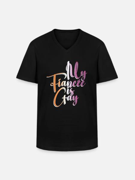 Min forlovede er bøsse - Lesbisk Bryllup - Klassisk herre T-shirt med V-udskæring - sort