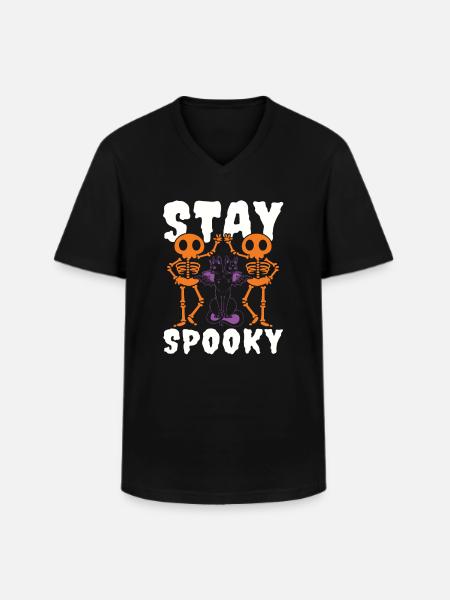 Restez effrayant - T-shirt col V Homme - noir