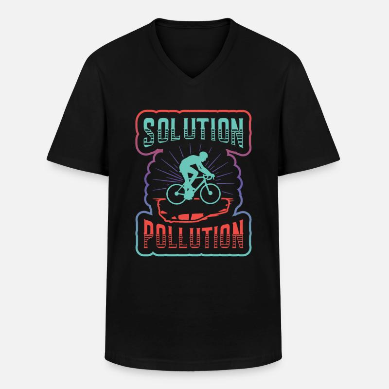 Polution Solution Umweltschutz Radfahren. - Männer-T-Shirt mit V-Ausschnitt - Schwarz