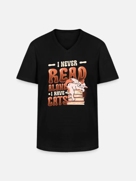 Bücherwurm Lesebücher, Katzen. - Männer-T-Shirt mit V-Ausschnitt - Schwarz