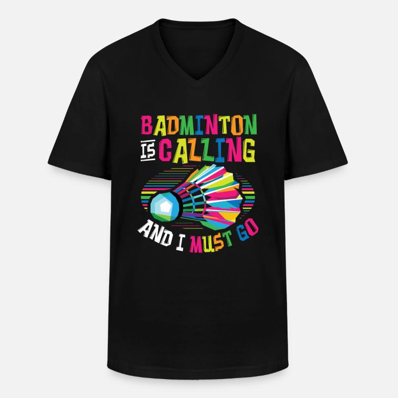 Badminton Ruft Badminton - Männer-T-Shirt mit V-Ausschnitt - Schwarz