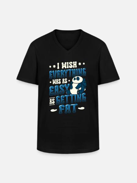 Self-irony overweight in fat - Men's V-Neck T-Shirt - black