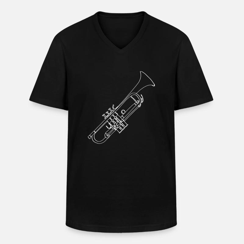 Trompete Oneline Art - Trompete - Männer-T-Shirt mit V-Ausschnitt - Schwarz