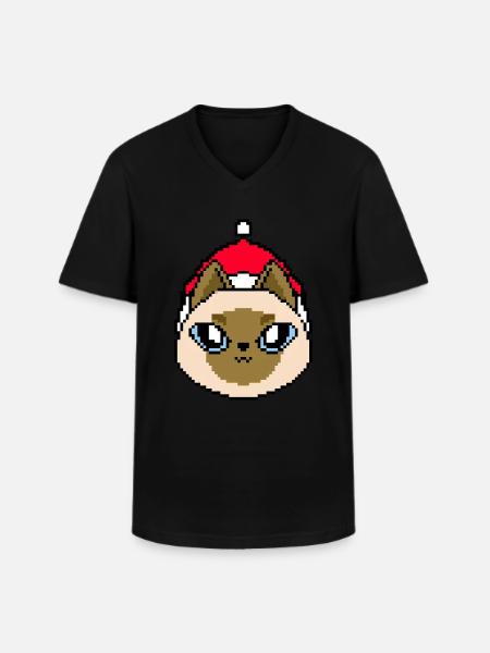 Pixelated Siamese Christmas - Funny - Men's V-Neck T-Shirt - black