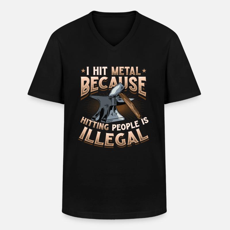 Hit Metal Blacksmith - Männer-T-Shirt mit V-Ausschnitt - Schwarz