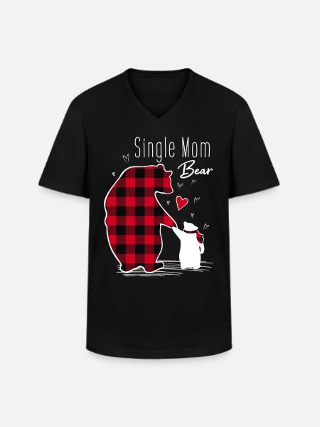 Single Mom Bear - Men's V-Neck T-Shirt - black