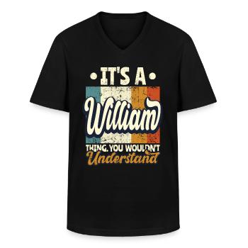 Nom William Cadeau Citation d’anniversaire - T-shirt col V Homme - noir - Devant - AI Model Male 178 dark (178cm)