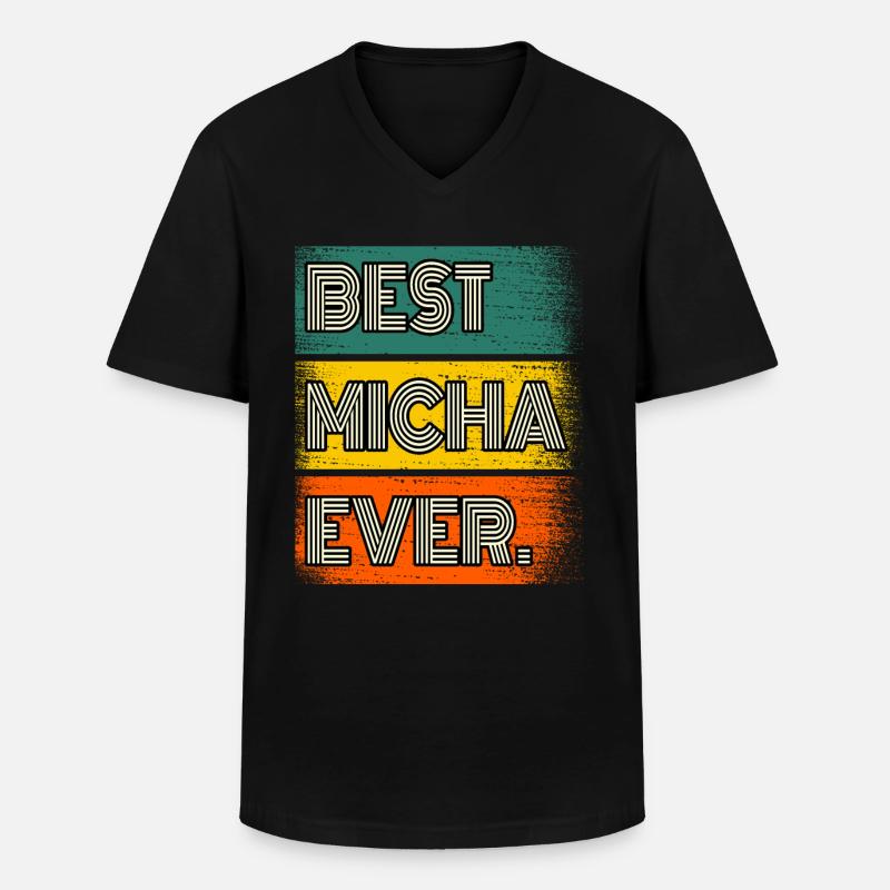 Micha Name Geschenk Spruch Lustig - Männer-T-Shirt mit V-Ausschnitt - Schwarz