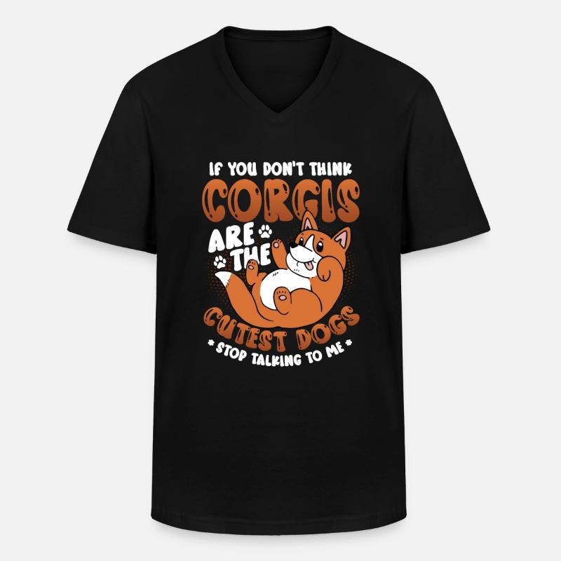 Niedlicher Corgi - Männer-T-Shirt mit V-Ausschnitt - Schwarz