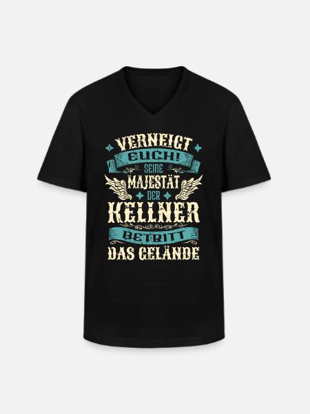 Kellner Geschenk Lustige Sprüche - Männer-T-Shirt mit V-Ausschnitt - Schwarz