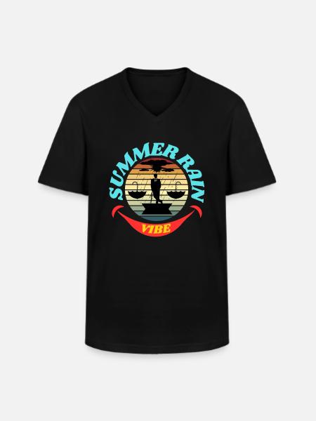 Summer rain vibe - Men's V-Neck T-Shirt - black