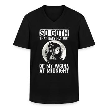 Goth Gothic Fledermäuse Vagina Spruch - Männer-T-Shirt mit V-Ausschnitt - Schwarz - Vorne - AI Model Male 178 dark (178cm)