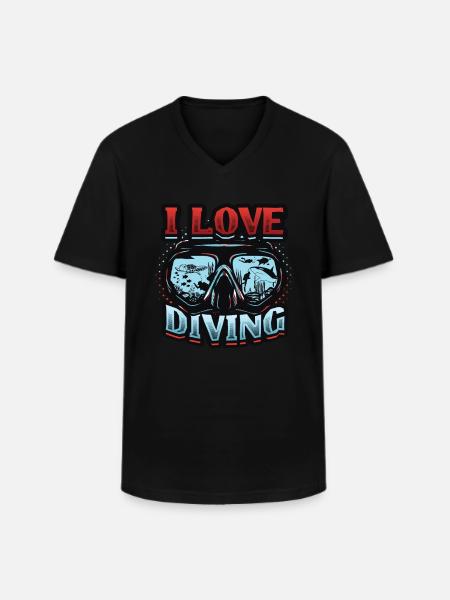 I love diving, scuba diving - Men's V-Neck T-Shirt - black