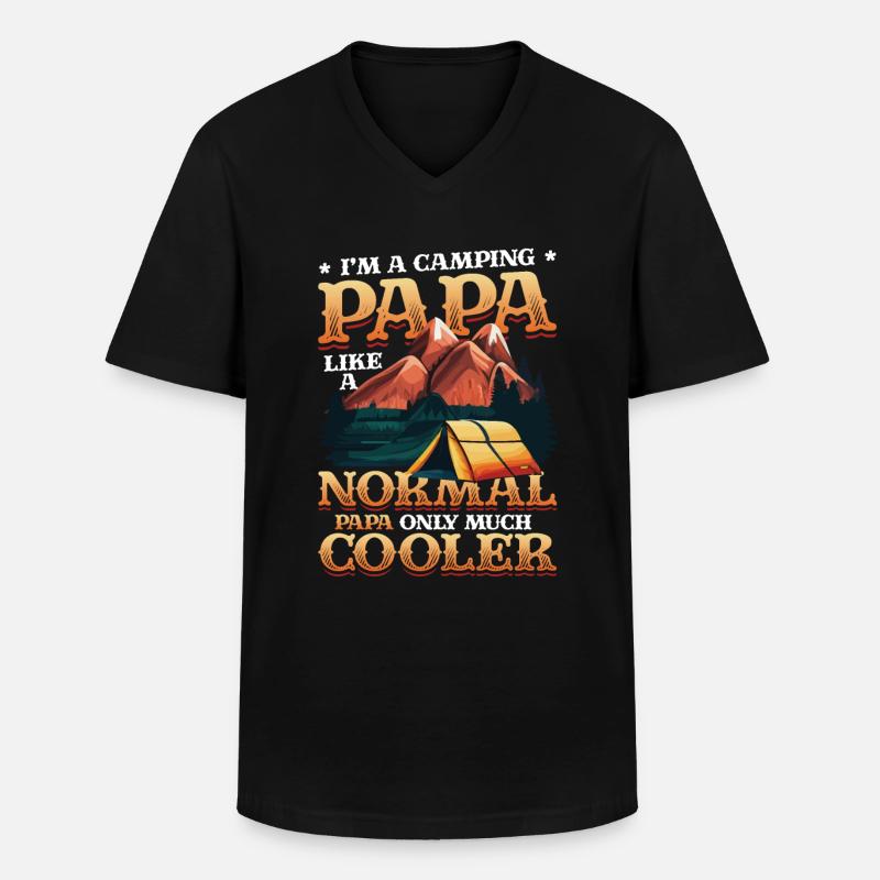 Camping Papa, Lagerfeuer - Männer-T-Shirt mit V-Ausschnitt - Schwarz