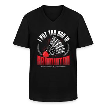 Le bain au badminton - T-shirt col V Homme - noir - Devant - AI Model Male 178 dark (178cm)